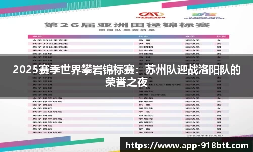 2025赛季世界攀岩锦标赛：苏州队迎战洛阳队的荣誉之夜